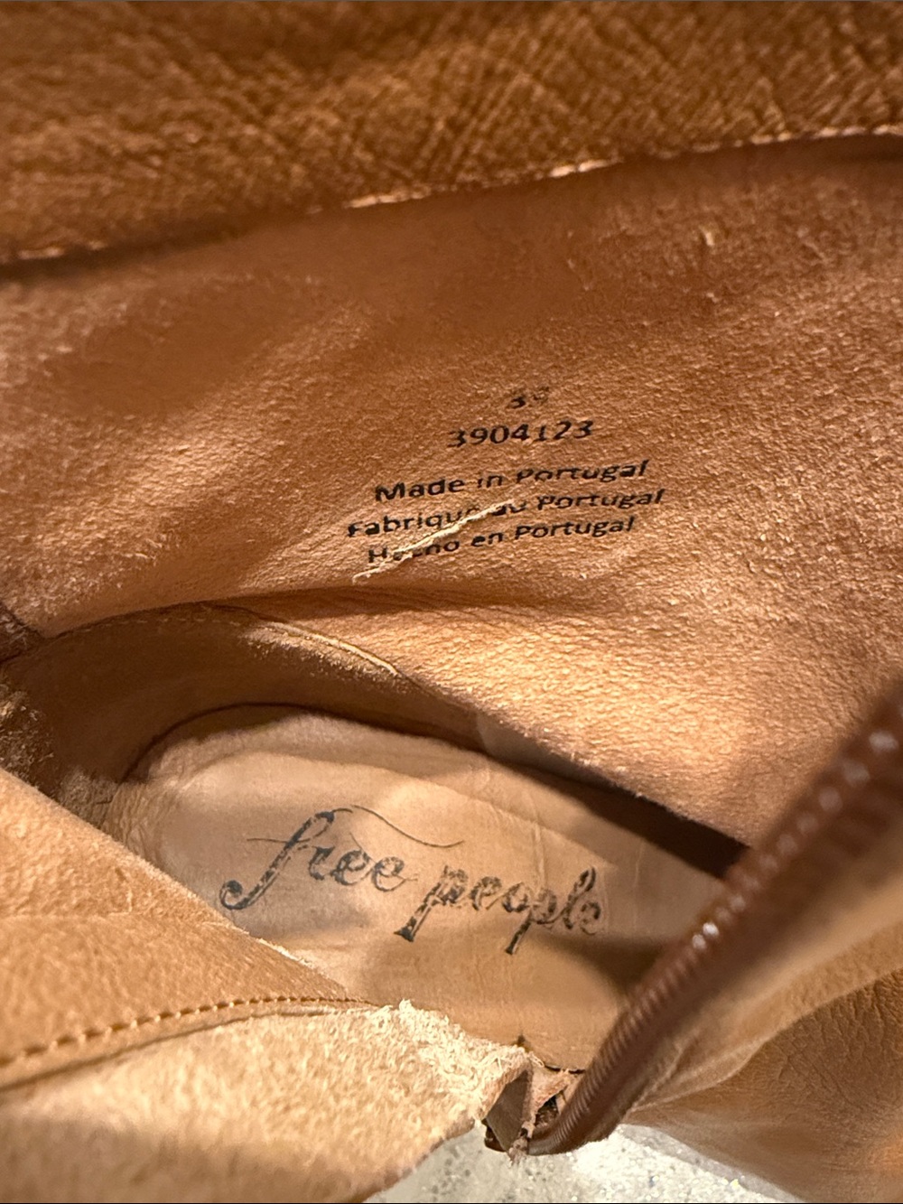 Free People Sienna Boots Womens 39 /8.5 Brown Tan Leather Chunky Heel Y2K Go Go - Picture 7 of 7